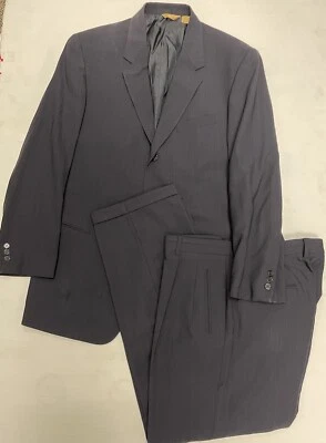 Traje DONNA KARAN Firma Hecho en Italia Vintage Sutil Rayas Azul Marino Talla 44 Foto 1 de 4