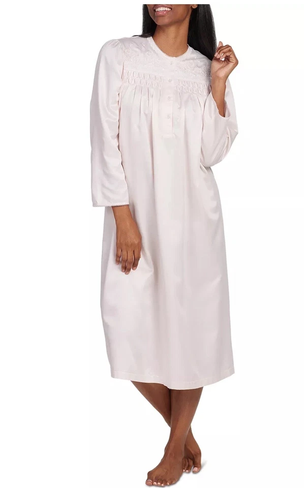 Camisón Miss Elaine para mujer bordado con botones delanteros - pequeño - melocotón Foto 1 de 4