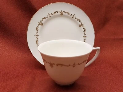 Royal Worcester Золотая Чайная Чашка Шантильи и Боковая Тарелка Тонкий Костяной Китай Англия/B-18 - Изображение 1 из 4