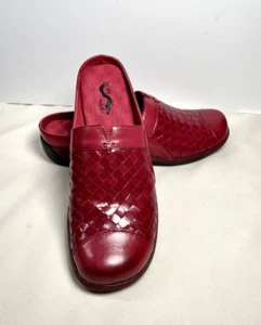 Softwalk Leather Mules Women’s Sz. 8.5 N Red Woven S1366-600 Wedge Heel - Picture 1 of 10