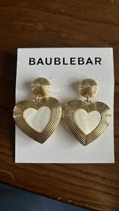 Baublebar Haley Gold Ribbed Heart Earrings NEW - Picture 1 of 2