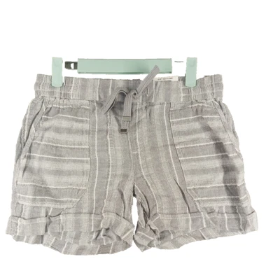 NUEVO CON ETIQUETAS $39 Style & Co Pantalones Cortos de Verano Mezcla de Lino Talla XS Tiro Medio Gris Rayas Foto 1 de 4