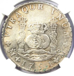 1751 Mexico Pillar Dollar 8 Reales Silver Coin (8R) - Certified NGC AU Details - Picture 1 of 4