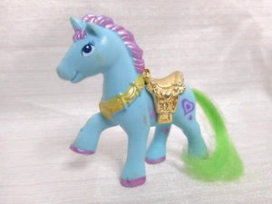 Vintage Blue Chap Mei Cutie Pony Unicorn Brushable Tail 2.5” Figure Gold Saddle - Picture 1 of 15