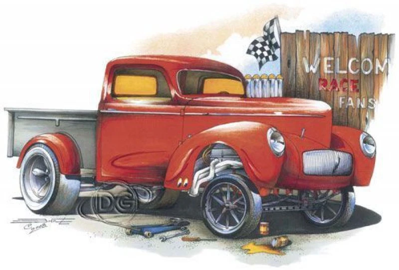 Классическая автомобильная футболка (СРЕДНИЙ РАЗМЕР) Willy's Pick-Up Gasser (Brent Gill # POS-278) - Изображение 1 из 2