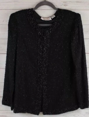 Laurence Kazar Cárdigan Negro Cuentas Noche Formal Chaqueta Blazer L De Colección Foto 1 de 4