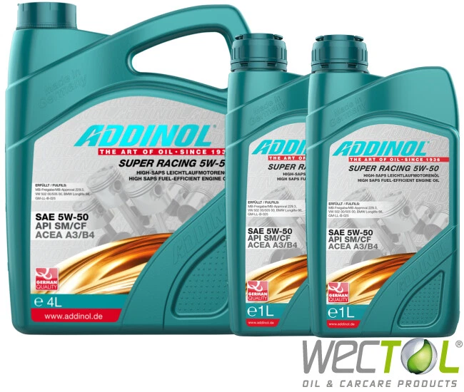 4+2 Liter Addinol SUPER Racing 5W-50 Motoröl für viele VW Audi Seat MB BMW Opel