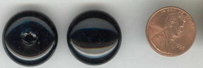 12 VINTAGE JAPAN JET PRETO VIDRO SOPRADO À MÃO 20mm. Até 22 mm. CABOCHÕES SUAVES S552 - Imagem 1 de 1