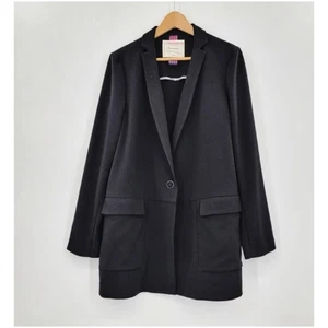 Anthropologie Cartonnier Women’s Sz M Black Crepe Blazer Single Button Beatrice - Picture 1 of 12