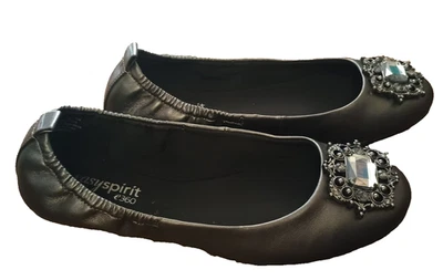 Балетки EASY SPIRIT E360 размер 7 оловянные темно-серые украшенные драгоценными камнями стразы метальон - Изображение 1 из 4