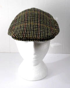 Harris Tweed Flat Cap M Size Newsboy Cabbie Adjustable Lined 40% Wool 60% Poly - Picture 1 of 7
