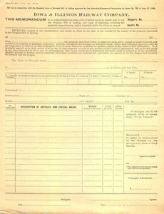 Iowa Illinois Railroad Bill of Lading - lot of 5 - Picture 1 of 1