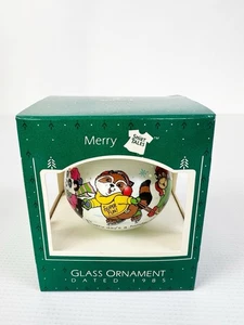 Vintage Hallmark Merry Shirt Tales Glass Ball Christmas Ornament 1985 - Picture 1 of 5