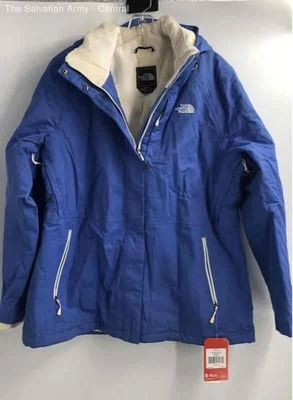 Casaco feminino The North Face azul manga longa bolsos lã zíper completo tamanho 2XL - Imagem 1 de 4