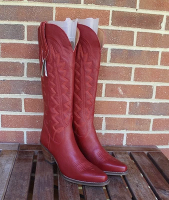 Botas de cuero Dingo para mujer altas de algodón 16" rojas occidentales DI936-RD talla 8,5 M Foto 1 de 4