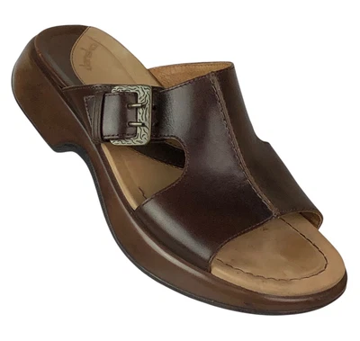 Sandalias Dansko para mujer 40/9,5-10 marrón con cuña hebilla deslizable de cuero gruesas Foto 1 de 4