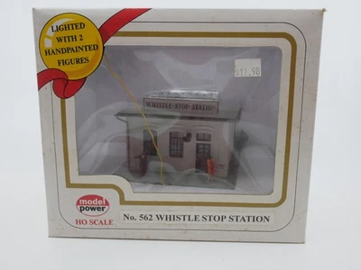 Model Power H.O. #562 Whistle  Train Stop Station Lighted with 2 Figures New - Image 1 of 4