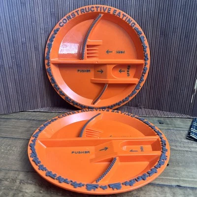 2 建设性饮食施工板橙色美国制造,幼儿儿童 — 第 1/4 张图片