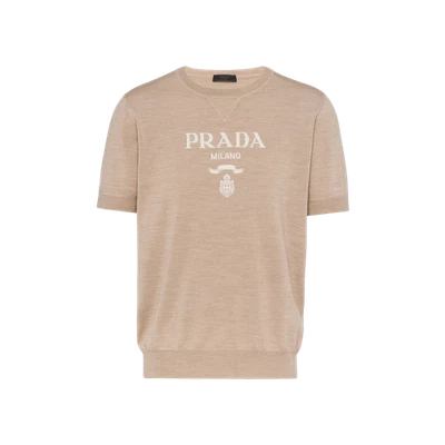 Suéter Prada lã cashmere gola redonda marfim - Imagem 1 de 2
