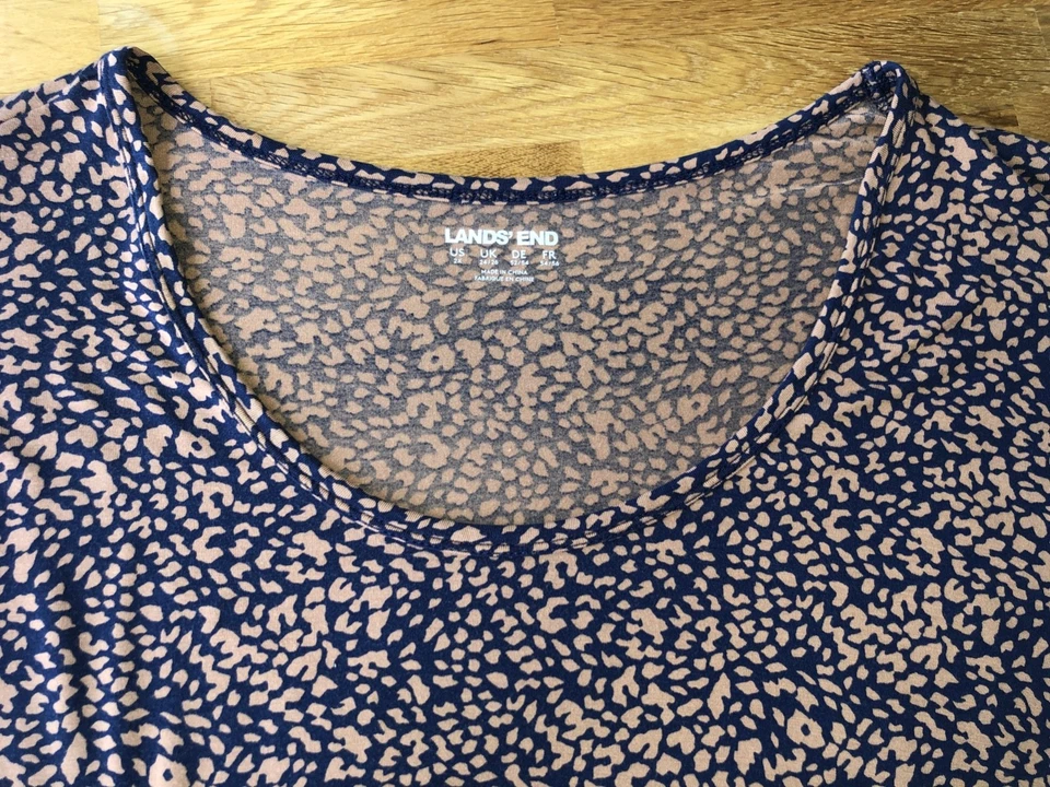 LANDS' END - Damen T-Shirt Kurzarm Plus-Size 2X (52/54) blau-braun - Bild 1 von 3