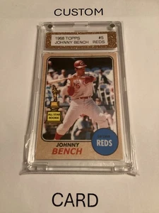 1968 Topps Style Johnny Bench Reds Variation Card in Zion MagPro Case Rookie Cup - Picture 1 of 2