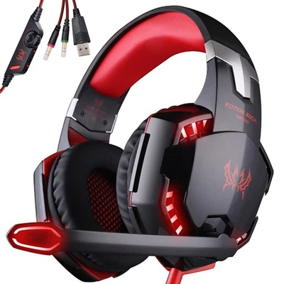 3.5mm Gaming Headset Mic LED Headphones Bass Stereo Sound For PC PS4 Xbox One - Image 1 of 4
