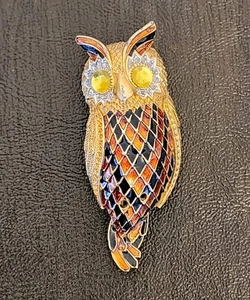 Broche Búho D’ORLAN Diseñador De Colección Colorido Pecho Ojos Amarillos 2.5"×1" Firmado - Imagen 1 de 12