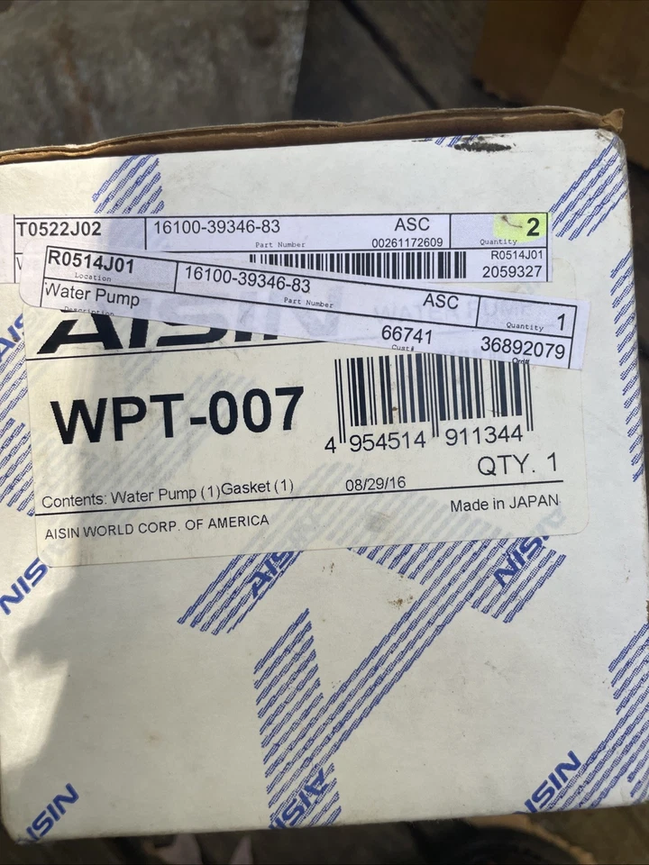 Водяной насос двигателя Aisin 1610039346 для пикапа Toyota 4Runner Celica 2,4 л L4 - Изображение 1 из 1