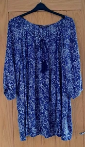 Womens Size 22-24 YOURS Pretty Blue Sequined Front Tie Neck Blouse/Top/Tunic - Picture 1 of 6
