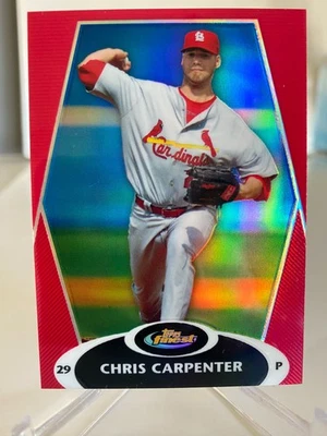 2008 Topps Finest 'Red Refractor' Chris Carpenter #62 serie 11/25 Cardinals Foto 1 de 3