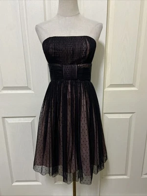 ALANNAH HILL Black & Pink Lace My Beauty Spot Frock Strapless Dress ~ Size 8 - image 1 of 4