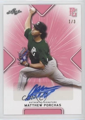 2021 Leaf Perfect Game National Showcase Pink /3 Matthew Porchas #BA-MP1 Auto - Image 1 of 2