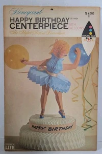 Vintage Doubl Glo Honeycomb Happy Birthday Centerpiece Ballerina - Picture 1 of 12