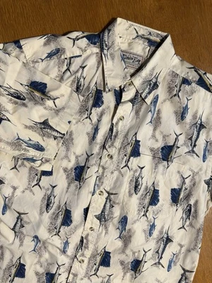 Camisa Náutica Bimini Bay Outfitters Blanca Para Hombre L - Atún y Marlín - 100% Algodón Foto 1 de 4