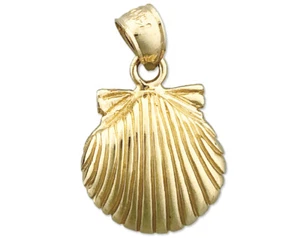 Mini ciondolo oro 14 carati 14 mm conchiglia di capesante - Foto 1 di 6