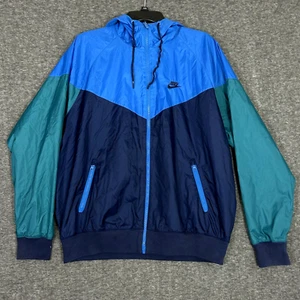 Nike Windrunner Jacket Mens Large Multicolor Colorblock Hooded Blue GreenAR2191 - Picture 1 of 10