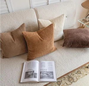 Neutral Couch Throw Pillow Covers 18x18 Inch Set of 4 Decorative Farmhouse Boho - Picture 1 of 5