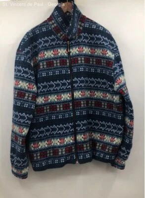 男式 Teddi 蓝色全拉链套衫毛衣 Fair Isle - 尺寸 Xl — 第 1/4 张图片