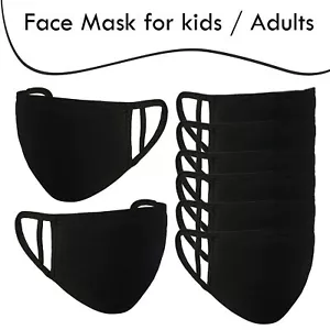 Pack de 1-10 Mascarillas Transpirables Negras Adultos Algodón Lavables Reutilizables Mascarillas Antipolvo - Imagen 1 de 13