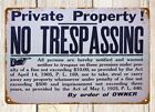 interior wall art metal 1925 No Trespassing Private Property metal tin sign
