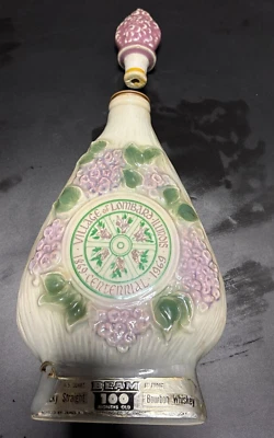 Botella jarra Jim Beam 1969 Lombard Illinois Centenario "Lilac Village" Foto 1 de 4