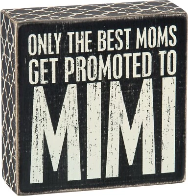 Mimi Best Mom Mothers Day Primitives by Kathy Wooden Box Sign Home Decor 5x5 - Image 1 of 4