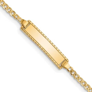Brazalete de cadena de identificación de bebé/niño de oro amarillo de 14 quilates grabado de 6 pulgadas - Imagen 1 de 6