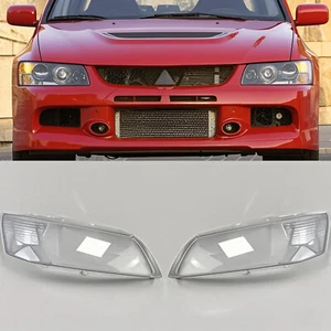 A Pair Front Headlight Lens Housing+Glue,For Mitsubishi Lancer Evo 9TH 2003-06 - Picture 1 of 6