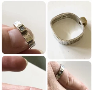 Todd Reed “Insp” Rough Raw Grey Diamond Ring Sterling Silver Gold Artisan Sz 6! - Picture 1 of 4