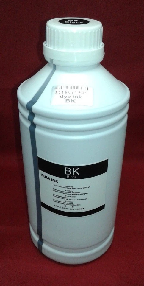1 Lt liter 1000ml Refill Dye Black Ink compatible for HP Canon Brother Epson  - Image 1 of 1