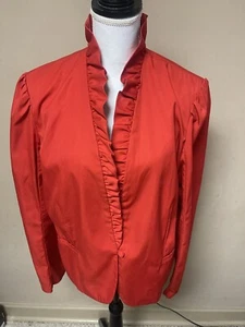 Vintage Women’s Red Ruffled One button Blazer Size 17/18 Polyblend9 - Picture 1 of 12