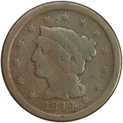 1844/81 Braided Hair Large Cent N-2 Variety - Image 1 of 2