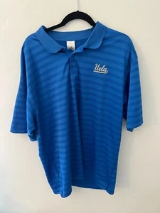 Adidas UCLA Bruins Polo Shirt NCAA Blue Striped embroidered Script Logo Size XL - Picture 1 of 6