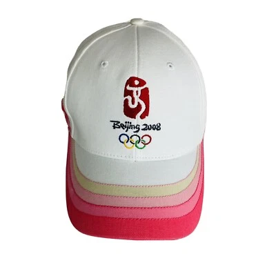 Beijing 2008 Olympics Logo Hat Cap Baseball Embroidered White New - Image 1 of 4